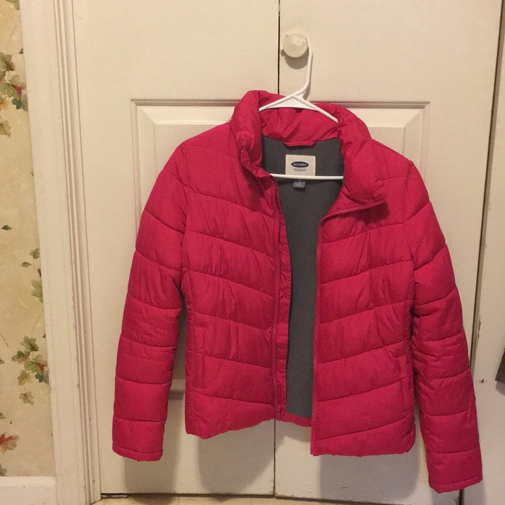 Pink puffy coat! 🌺